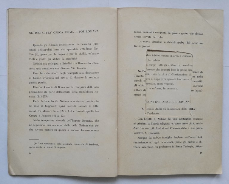 ANDRIA LA MIA CITTÀ di Riccardo Loconte 1959 Mezzina Libro …