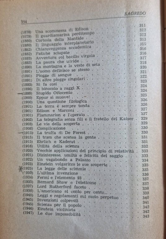 ANEDDOTICA DELLE SCIENZE di Sagredo 1948 Hoepli Manuale Libro illustrato