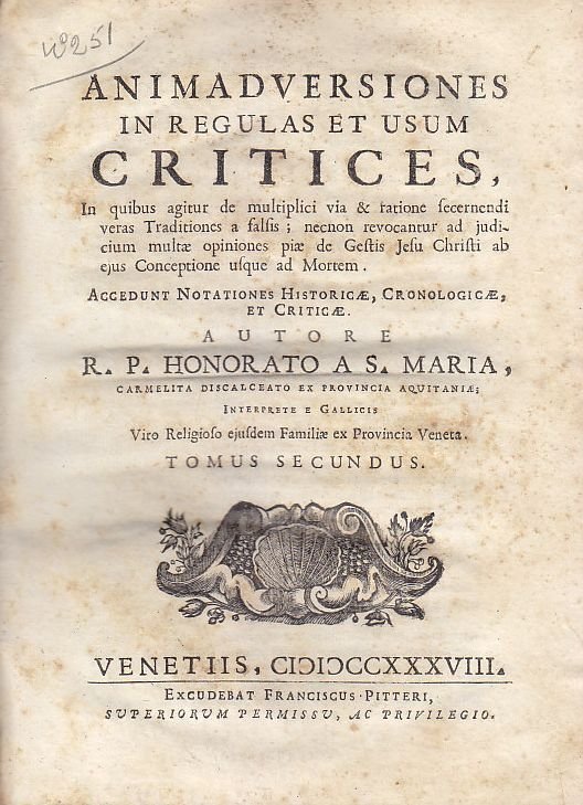 ANIMADVERSIONES IN REGULAS ET USUM CRITICES tomo II 1738 libro …