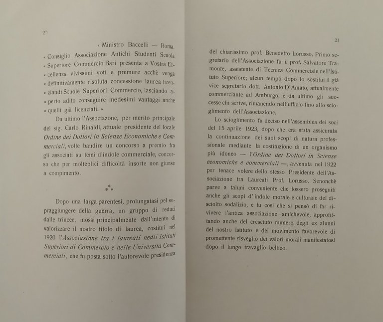 ANNUARIO 1923 ASSOCIAZIONE FRA GLI ANTICHI STUDENTI SCIENZE ECONOMICHE di …