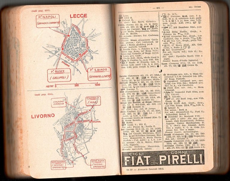 ANNUARIO GENERALE 1912 Touring Club Italiano Libro Guida