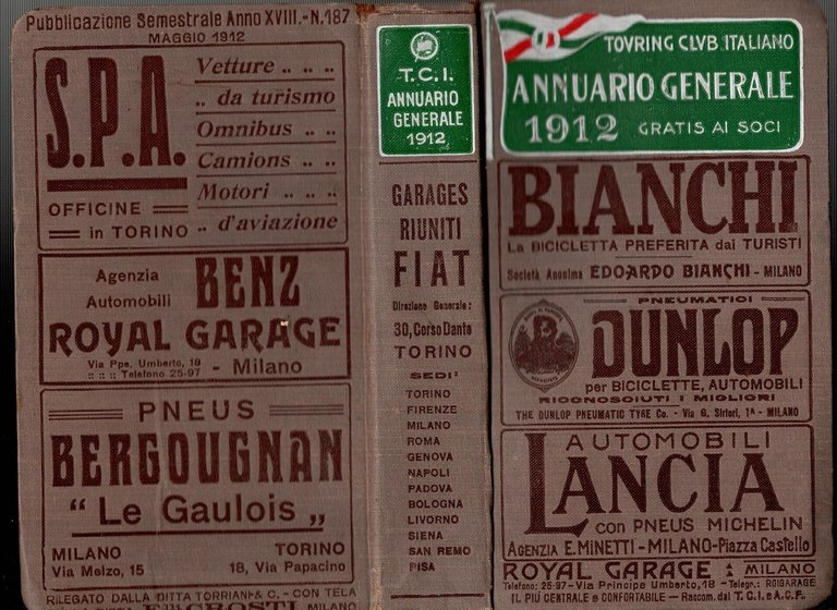 ANNUARIO GENERALE 1912 Touring Club Italiano Libro Guida
