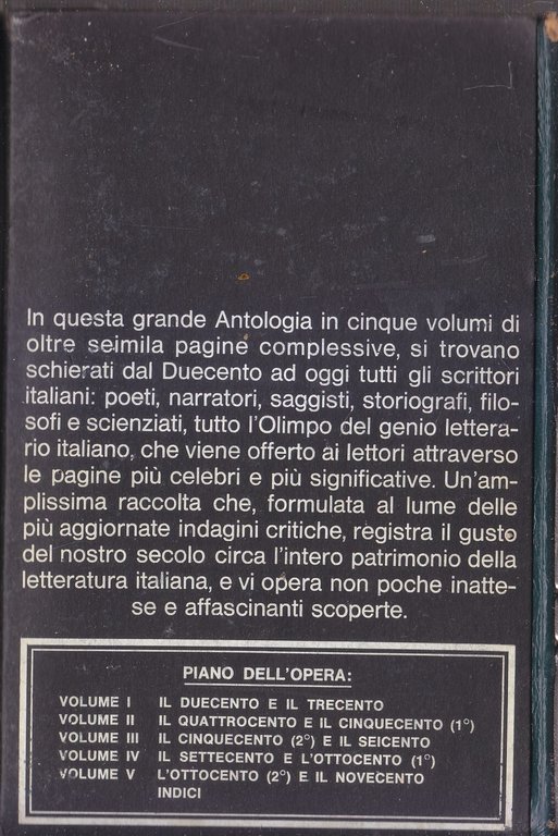 ANTOLOGIA DELLA LETTERATURA ITALIANA 5 volumi Opera Completa Rizzoli 1968 …