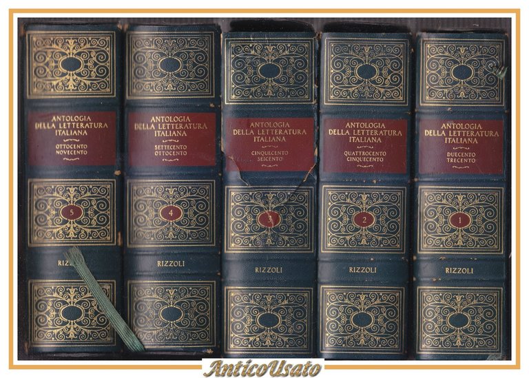 ANTOLOGIA DELLA LETTERATURA ITALIANA 5 volumi Opera Completa Rizzoli 1968 …
