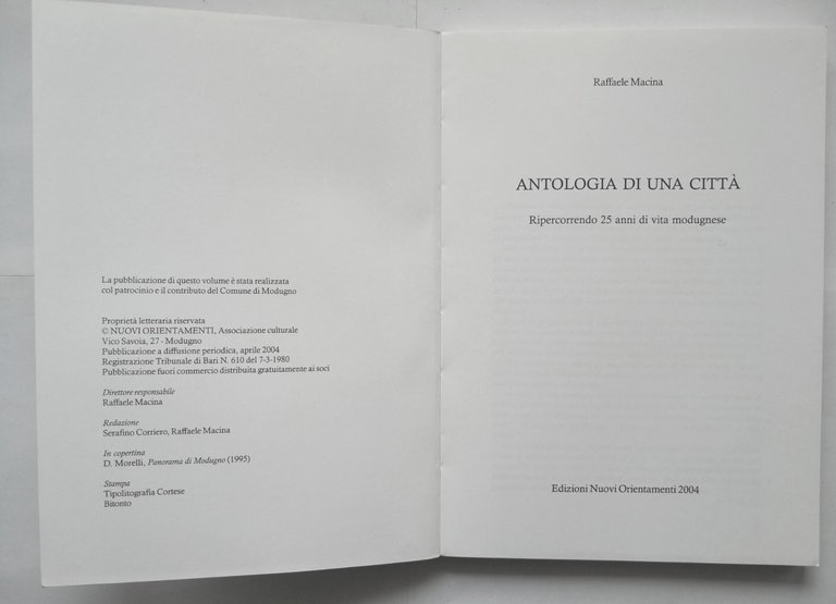 ANTOLOGIA DI UNA CITTÀ di Raffaele Macina 2004 Nuovi Orientamenti …