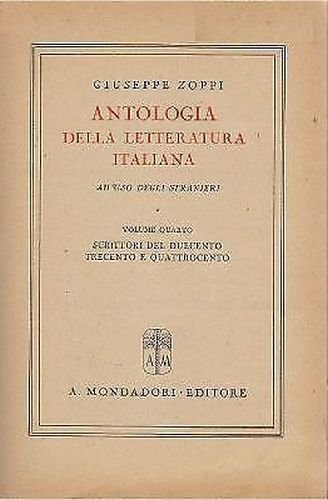 ANTOLOGIA LETTERATURA ITALIANA PER STRANIERI Volume 4 di Giuseppe Zoppi …