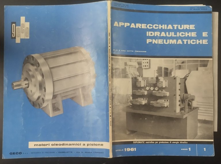 APPARECCHIATURE IDRAULICHE E PNEUMATICHE anno 1 numero I Aprile 1961 …