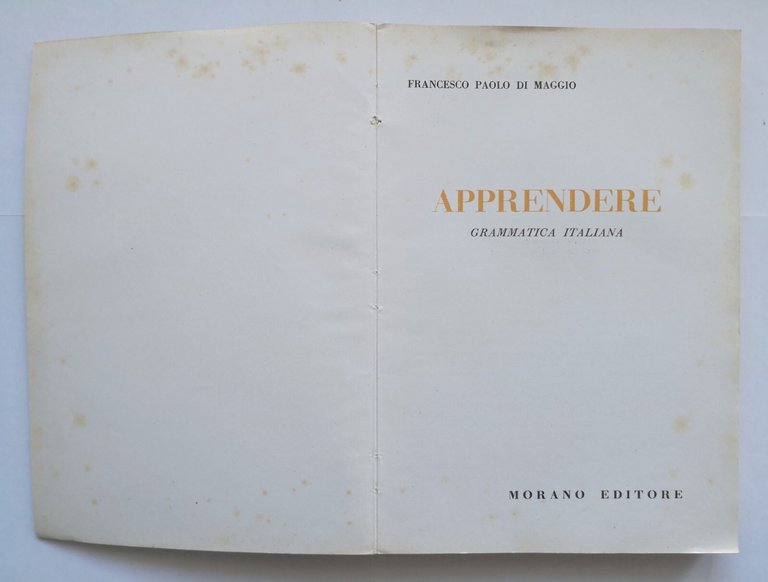APPRENDERE di Francesco Paolo Di Maggio anni '60 Morano libro …