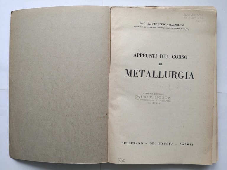 APPUNTI DEL CORSO DI METALLURGIA di Francesco Mazzoleni Libro Manuale