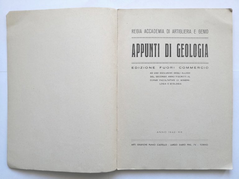 APPUNTI DI GEOLOGIA 1942 regia accademia di artiglieria e genio …