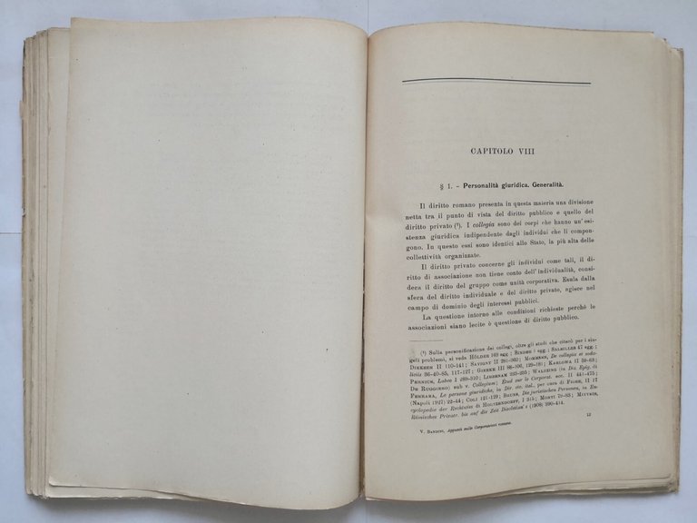 APPUNTI SULLE CORPORAZIONI ROMANE di Vincenzo Bandini 1937 Giuffrè Libro