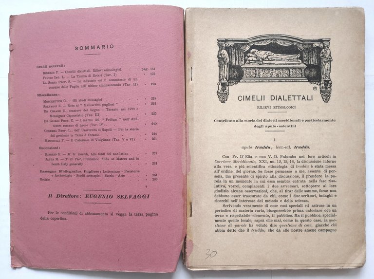 APULIA anno I fascicolo II 1910 Rivista Trimestrale Martina Franca …