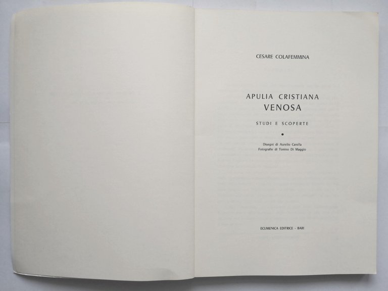 APULIA CRISTIANA VENOSA studi e scoperte di Cesare Colafemmina 1973 …