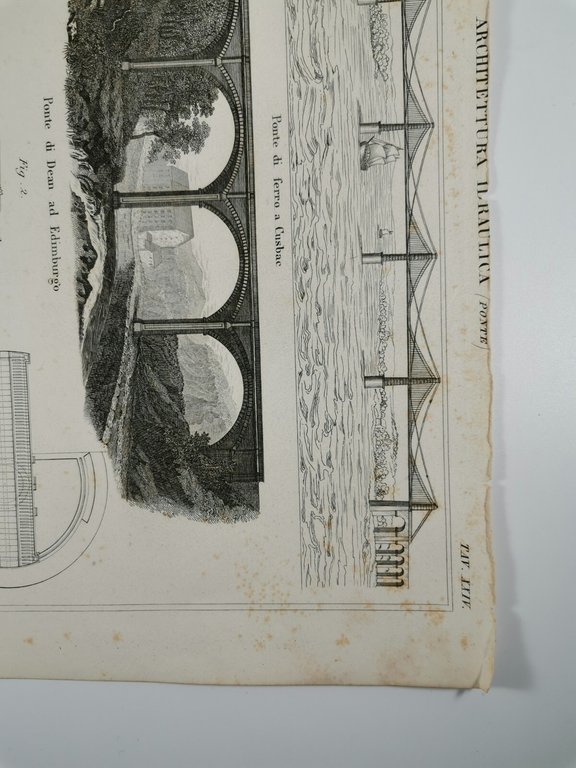 ARCHITETTURA IDRAULICA PONTE CUSBAC di DEAN Incisione Stampa 1866 Tavola …