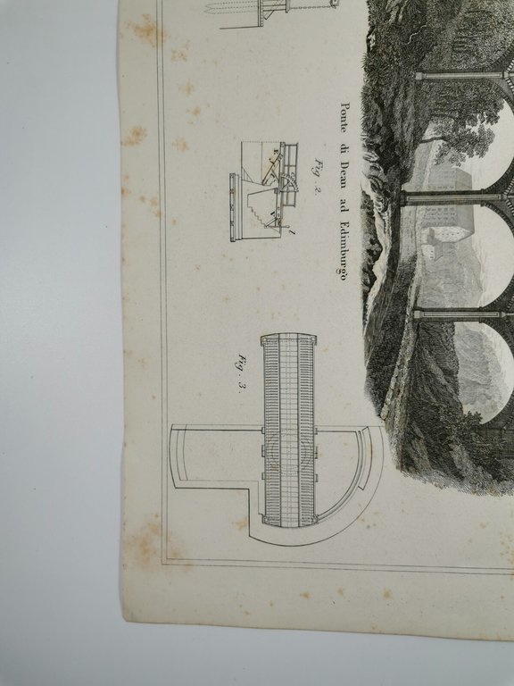 ARCHITETTURA IDRAULICA PONTE CUSBAC di DEAN Incisione Stampa 1866 Tavola …