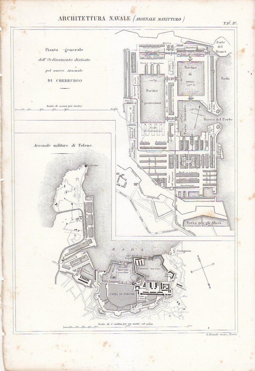 ARCHITETTURA NAVALE Arsenale Marittimo Chereburgo 1866 Antica Incisione Stampa