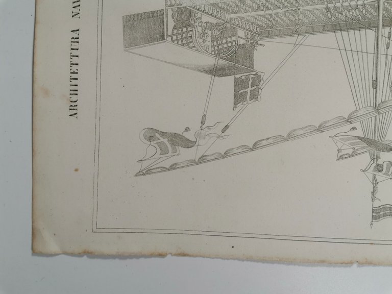 ARCHITETTURA NAVALE GALERA Incisione Stampa Antica 1866 Tavola Originale antica