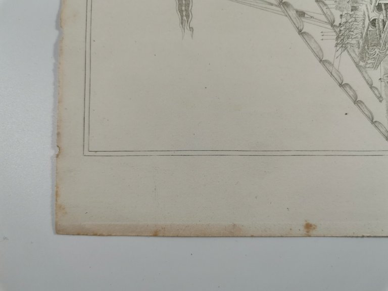 ARCHITETTURA NAVALE GALERA Incisione Stampa Rame 1866 Tavola Originale antica