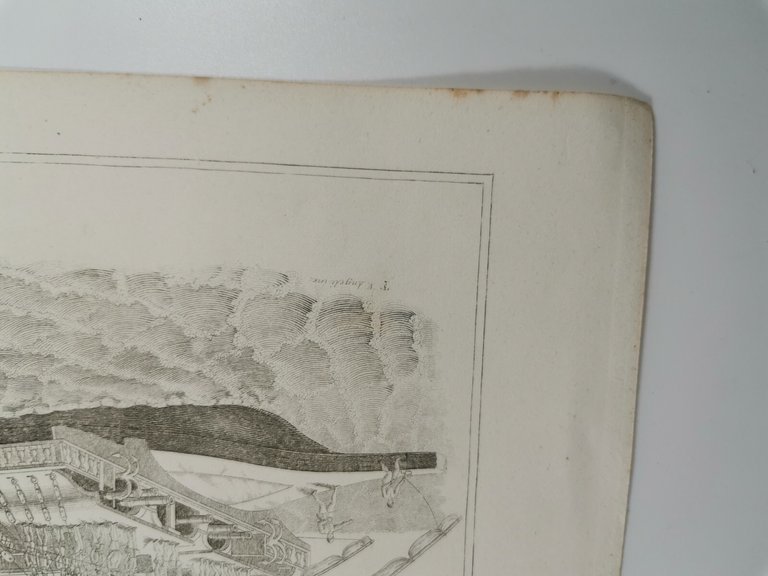 ARCHITETTURA NAVALE GALERA Incisione Stampa Rame 1866 Tavola Originale antica