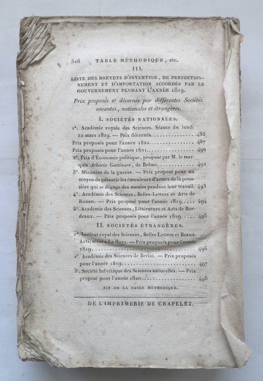 ARCHIVES DES DECOUVERTES ET DES INVENTIONS NOUVELLES 1820 Treuttel Würtz …