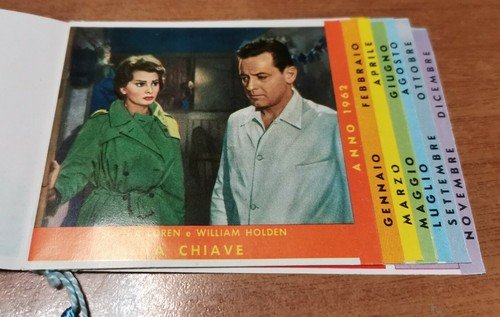 ARCOBALENO calendarietto da barbiere 1962 De Sica Sordi Bardot Ingrid …