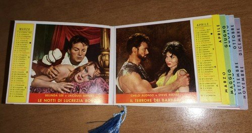ARCOBALENO calendarietto da barbiere 1962 De Sica Sordi Bardot Ingrid …