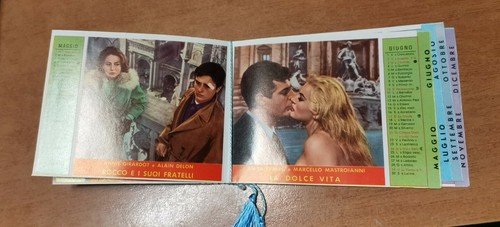 ARCOBALENO calendarietto da barbiere 1962 De Sica Sordi Bardot Ingrid …