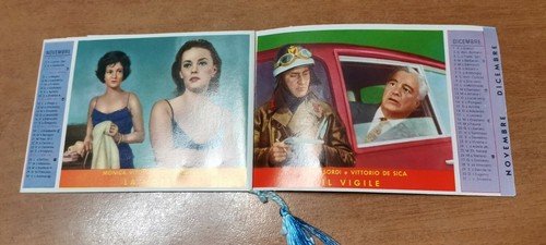 ARCOBALENO calendarietto da barbiere 1962 De Sica Sordi Bardot Ingrid …