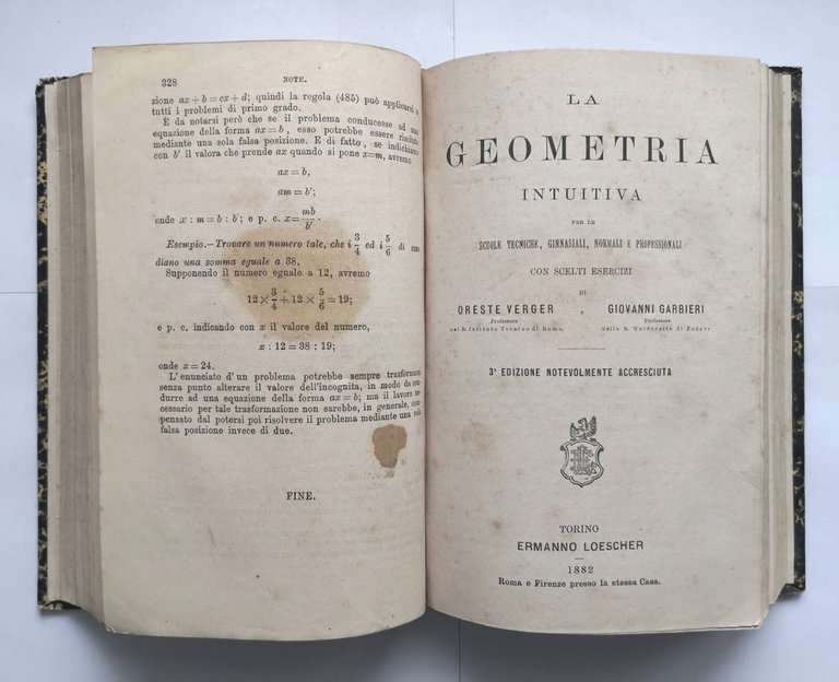 ARITMETICA di Moreno GEOMETRIA Verger Garbieri GEOGRAFIA Hugues 1882 libro …
