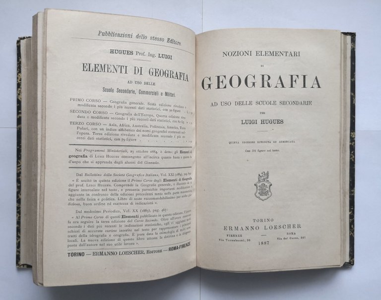 ARITMETICA di Moreno GEOMETRIA Verger Garbieri GEOGRAFIA Hugues 1882 libro …