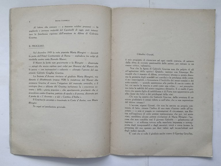 ARRINGA IN DIFESA DI GABRIELE GRUYLLAS GRAVINA Bruno Cassinelli 1932 …