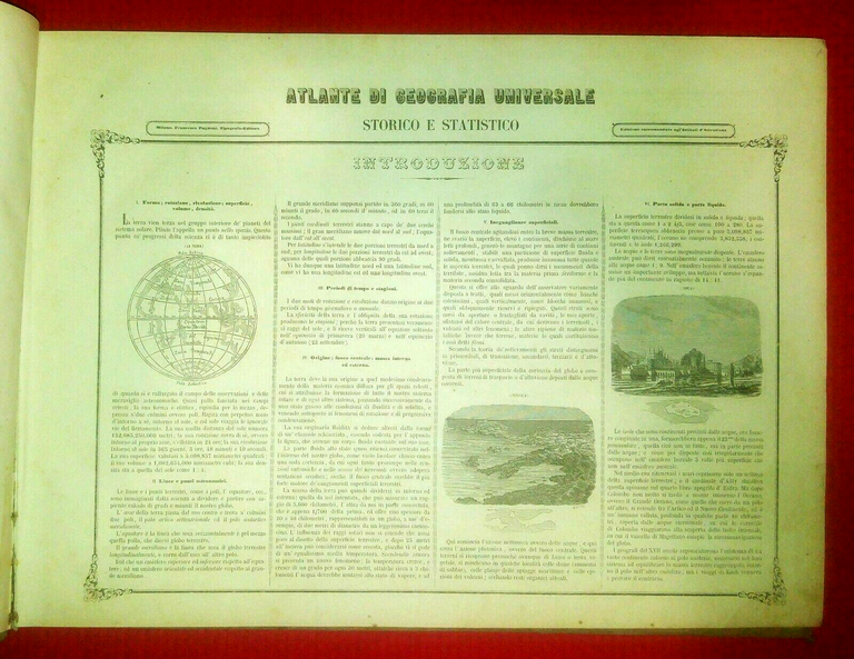 ATLANTE DI GEOGRAFIA UNIVERSALE Naymiller Allodi 1865? Pagnoni libro carte …