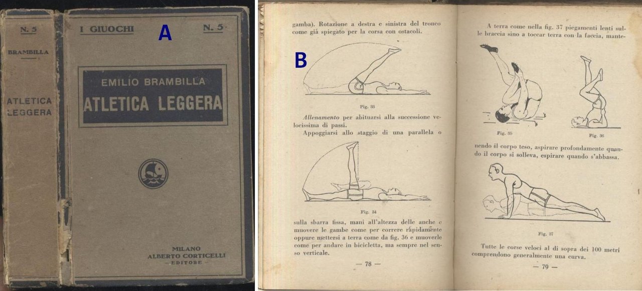 ATLETICA LEGGERA di Emilio Brambilla 1929 Corticelli libro vintage manuale …