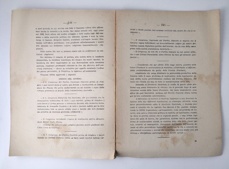 ATTI DEL V CONGRESSO NAZIONALE 1925 Ufficio Propaganda del PNF …