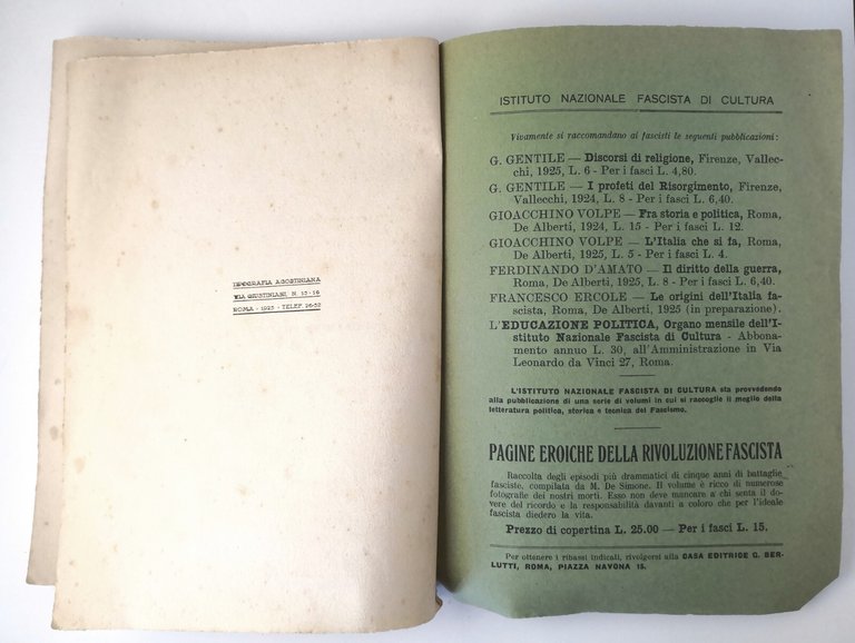 ATTI DEL V CONGRESSO NAZIONALE 1925 Ufficio Propaganda del PNF …