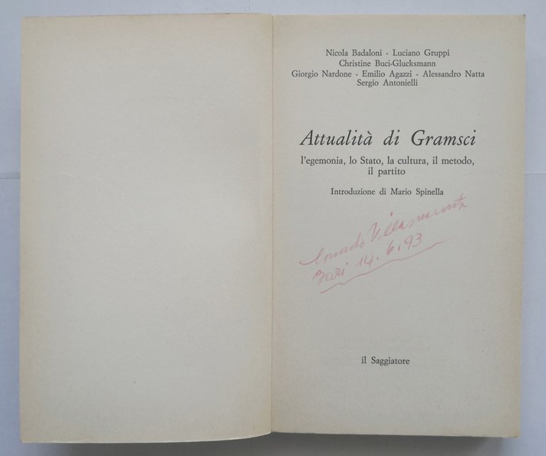 ATTUALITÀ DI GRAMSCI di Badaloni Agazzi Natta e altri 1977 …