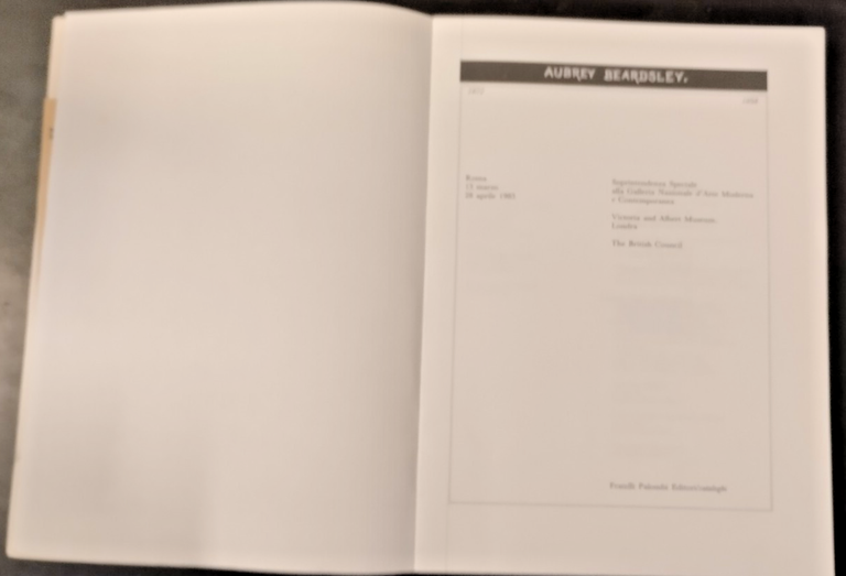 AUBREY BEARDSLEY 1985 Fratelli Palombi Libro catalogo della mostra
