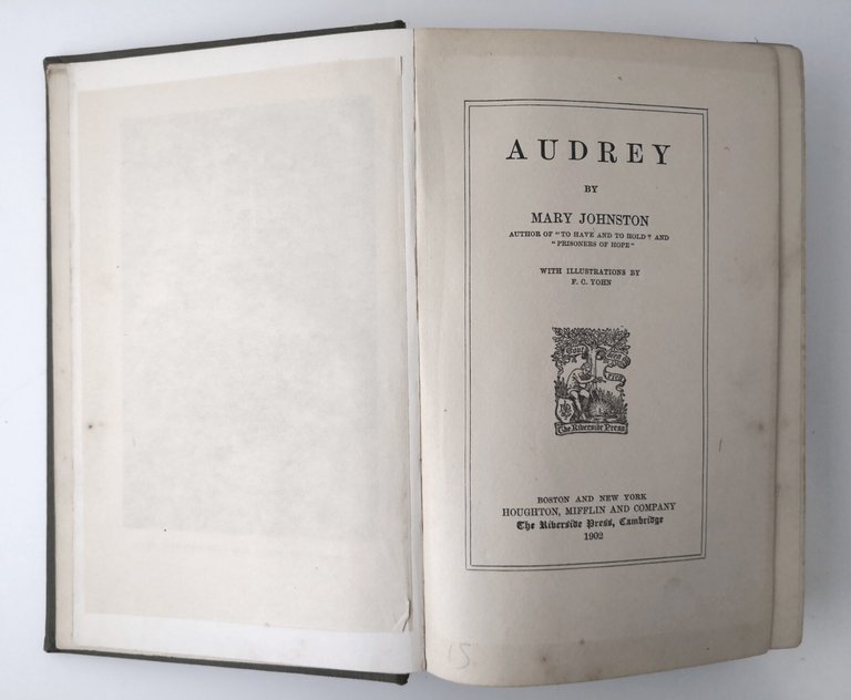 AUDREY di Mary Johnston 1902 Houghton Mifflin Libro Romanzo in …