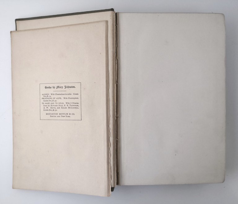 AUDREY di Mary Johnston 1902 Houghton Mifflin Libro Romanzo in …