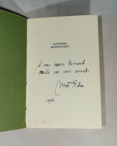 AUTUNNO MANTOVANO di Mario Pedini 1984 dedica autografa libro romanzo …