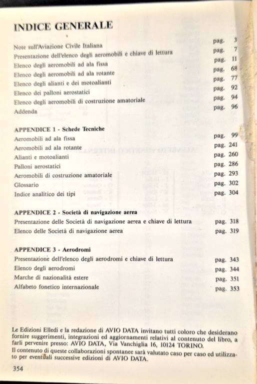 AVIO DATA 1985 tascabile dell'aviazione civile in Italia Libro elledi …