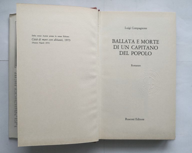BALLATA E MORTE DI UN CAPITANO DEL POPOLO di Luigi …