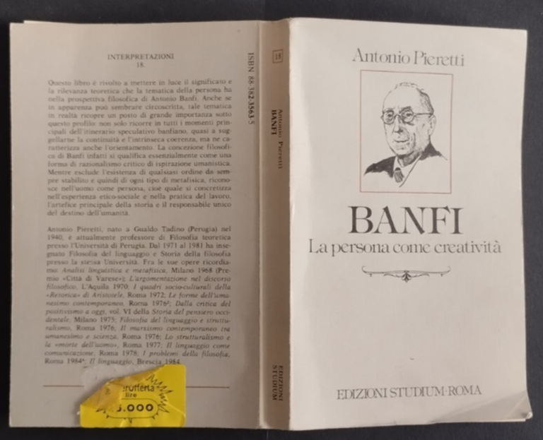 BANFI LA PERSONA COME CREATIVITÀ di Antonio Pieretti 1987 Studium …
