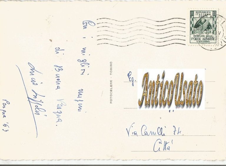 BARI VIA VITTORIO VENETO 1953 viaggiata CARTOLINA ORIGINALE Vintage Postcard