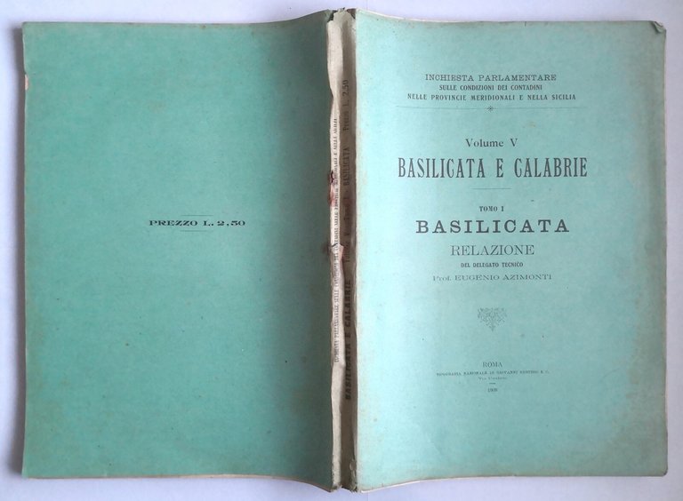 BASILICATA Relazione di Eugenio Azimonti 1909 inchiesta parlamentare contadini