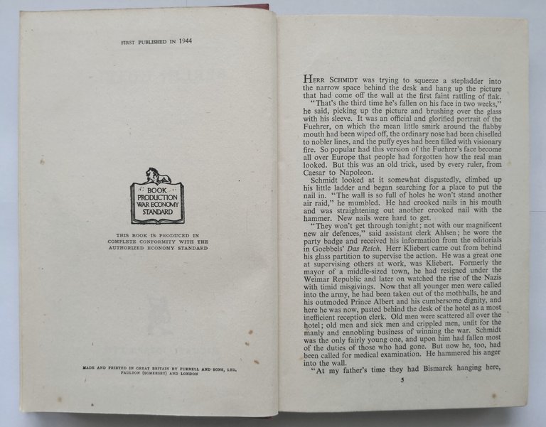 BERLIN HOTEL di Vicki Baum 1944 Michael Joseph libro romanzo