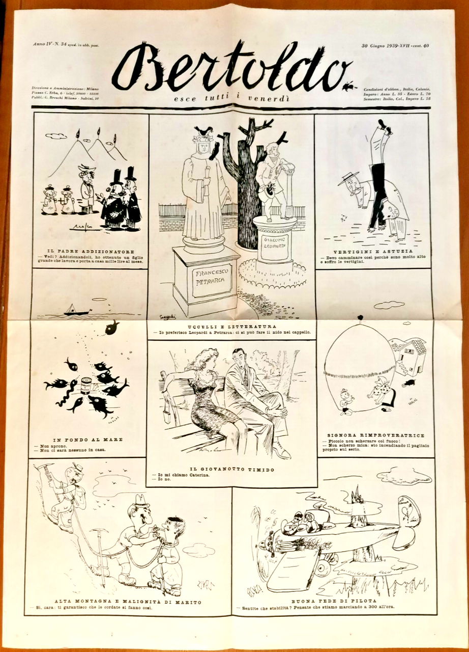 BERTOLDO giornale umoristico anno IV numero 34 30 giugno 1939 … | Immagine principale
