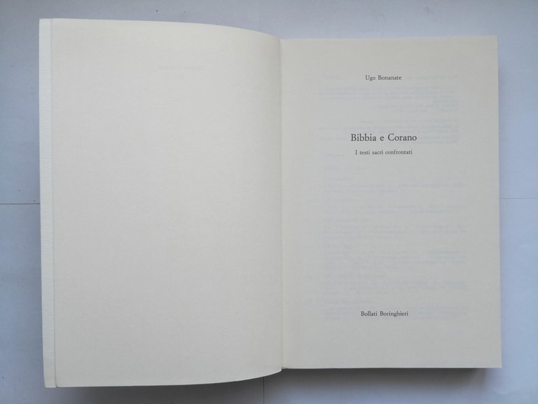 BIBBIA E CORANO di Ugo Bonanate 1995 Bollati Boringhieri libro …