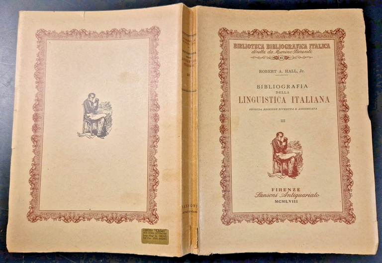 BIBLIOGRAFIA DELLA LINGUISTICA ITALIANA volume 3 di Robert Hall 1976 …