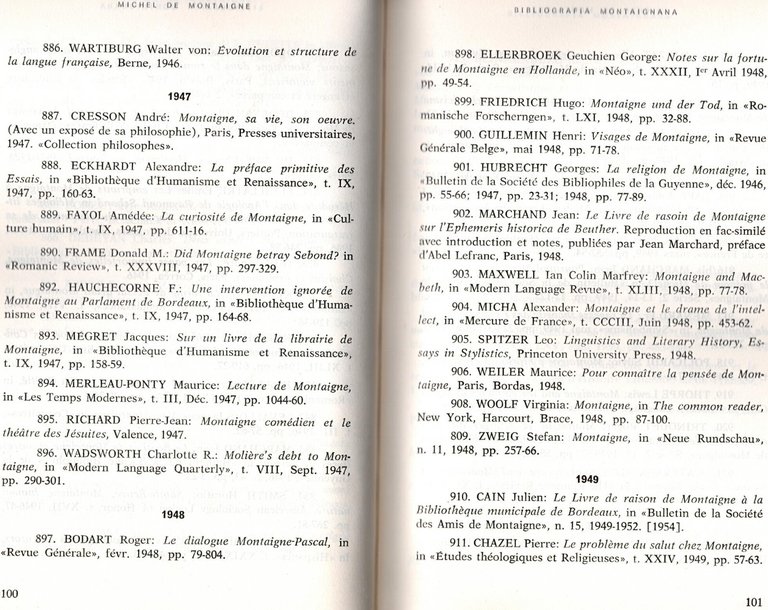 BIBLIOGRAFIA MONTAIGNANA di Pasquale Morabito 1974 università Messina Libro